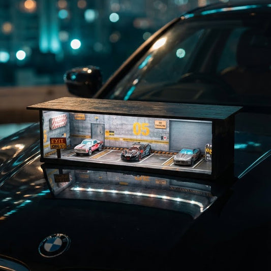 Automotive Display Garage With Cars