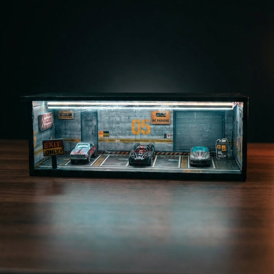 Automotive Display Garage With Cars